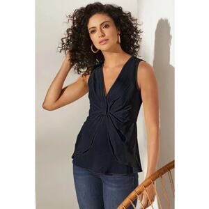 NWT *Soft Surroundings* Women's Black Enka Twisted Front Tank Top M